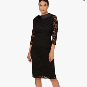 Adrianna Papell Womens Roll Neck Sheath Dress (Black, 8)